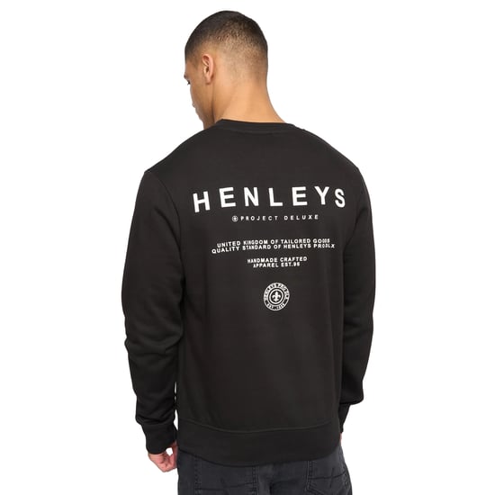 Henleys Mens Henstack Crew Neck Sweatshirt (Black) - Image 2