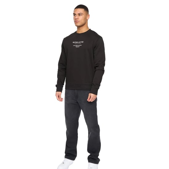 Henleys Mens Henstack Crew Neck Sweatshirt (Black) - Image 3