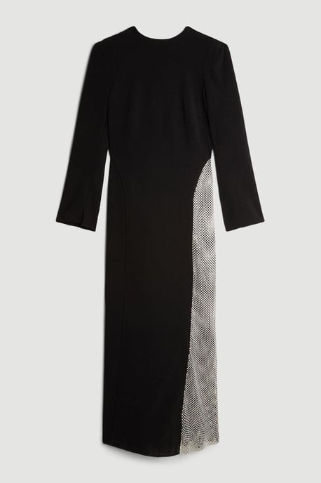 Viscose Woven Panelled Crystal Mesh Maxi Dress - Image 4