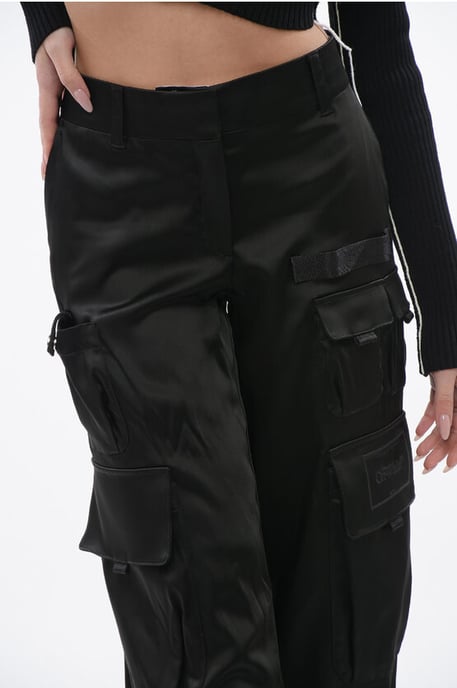 Satin TOYBOX Cargo Pants in Black - Image 2