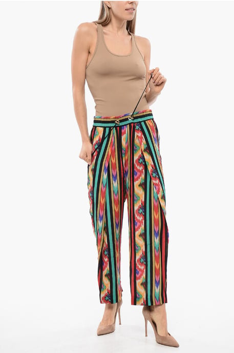 Printed Silk HAREM Pants in Multicolor - Image 4