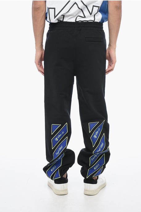 Embroidered VARS Joggers with Patchwork in Black - Image 2