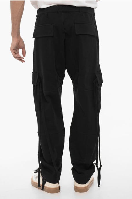 Solid Color Cargo Sweatpants with Contrasting Embroidery in Black - Image 4