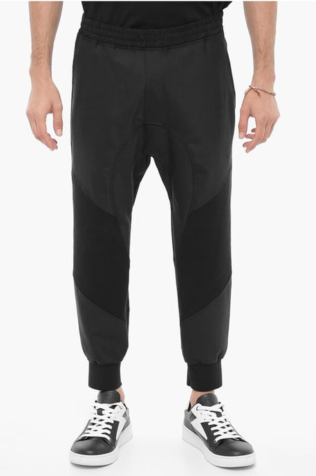 Slow fit ullblandad casualbyxa i svart - Image 1