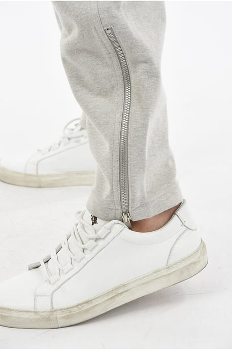 MM10 Brushed-cotton Joggers with Ankle Zips in Gray - Image 3