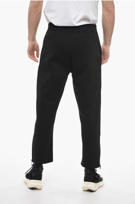 Loose Fit Cotton Blend Joggers with Ankle Zip in Black - Image 2
