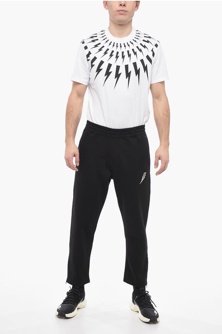 Loose Fit Cotton Blend Joggers with Ankle Zip in Black - Image 4