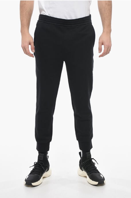 Skinny joggingbroek van katoen met boorden in zwart - Image 1