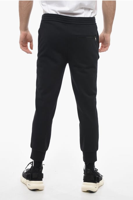 Skinny joggingbroek van katoen met boorden in zwart - Image 2