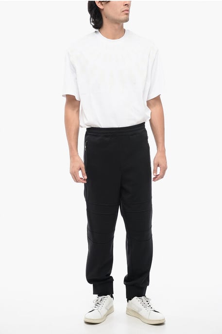 Bomullsblandning MODERNIST Biker Sweatpants med dragkedja i svart - Image 3