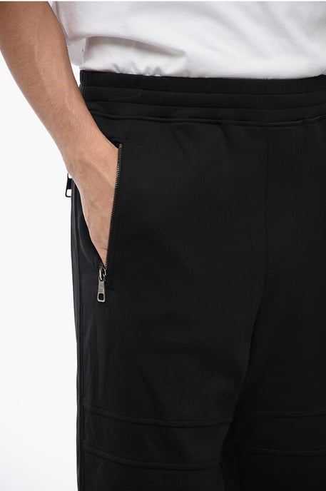 Cotton Blend MODERNIST Biker Sweatpants with Zipped Pockets in Black - Image 2