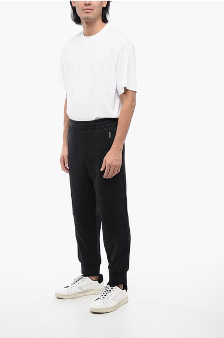 Cotton Blend MODERNIST Biker Sweatpants with Zipped Pockets in Black - Image 3