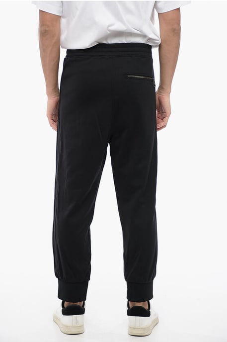 Cotton Blend MODERNIST Biker Sweatpants with Zipped Pockets in Black - Image 4