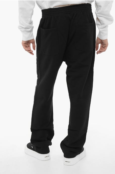 Fleeced Cotton WORKSHOP Joggers with Drawstring Waist in Black - Image 2
