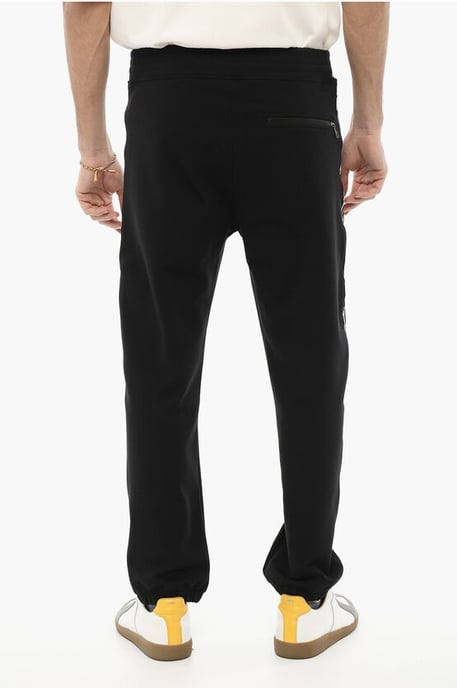 Skinny Fit Joggers with Side Thunderbolts Print in Black - Image 2