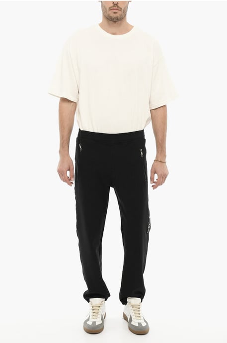 Skinny Fit Joggers with Side Thunderbolts Print in Black - Image 4