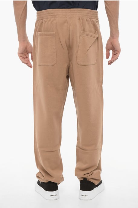 Fleece katoenen WORKSHOP-joggingbroek met trekkoord in bruin - Image 2