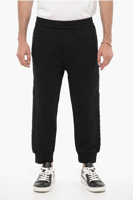 Solid Color Joggers with Wool Side Bands in Black - Image 1