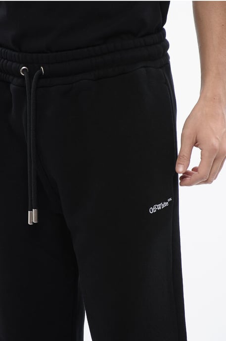Brushed Cotton BANDANA Embroidered Joggers in Black - Image 3