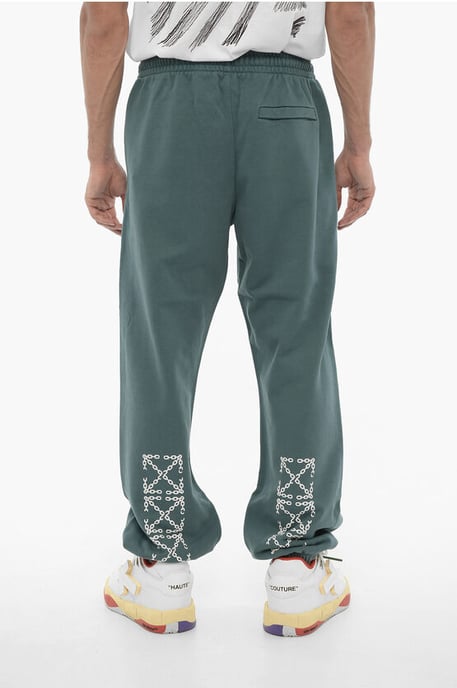 SEASONAL Brushed Cotton CHAIN ARROW Joggers in Green - Image 2