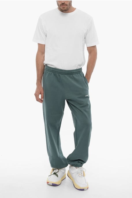 SEASONAL Brushed Cotton CHAIN ARROW Joggers in Green - Image 4