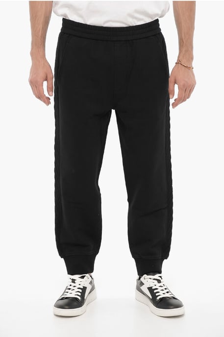 Solid Color Joggers with Wool Side Bands in Black - Image 1