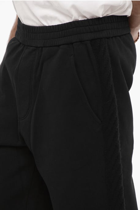 Solid Color Joggers with Wool Side Bands in Black - Image 3