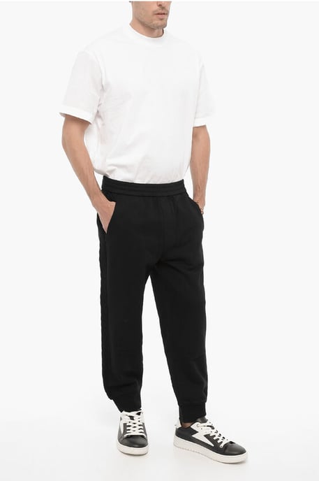 Solid Color Joggers with Wool Side Bands in Black - Image 4