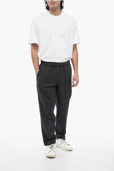 Wrinkled Cotton REM Slim Fit Pants in Gray - Image 4