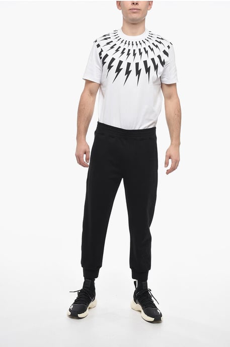 Skinny Fit JUMBLED BOLTS Sweatpants with Embroideries in Black - Image 4