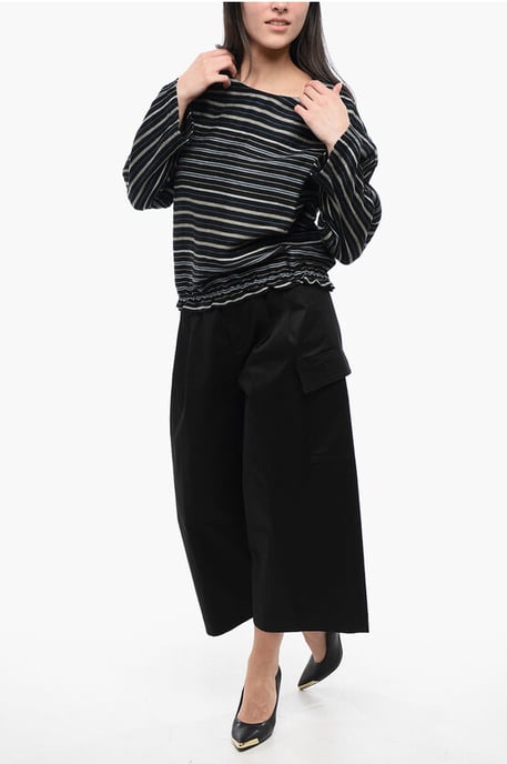 Balanced Stripe VARSITY Linen Blend Blouse in Black - Image 4