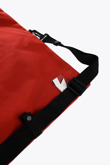 Nylon Maxi Bag with Removable Shoulder Strap in Red - Image 2