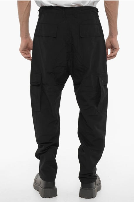 Nylon Cargo Pants with Embroidered Logo in Black - Image 2