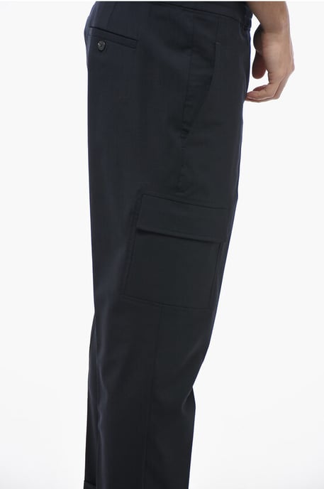 Low Rise Virgin Wool Blend REM Cargo Pants in Blue - Image 2