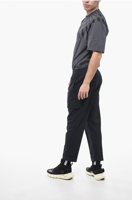Low Rise Virgin Wool Blend REM Cargo Pants in Blue - Image 4