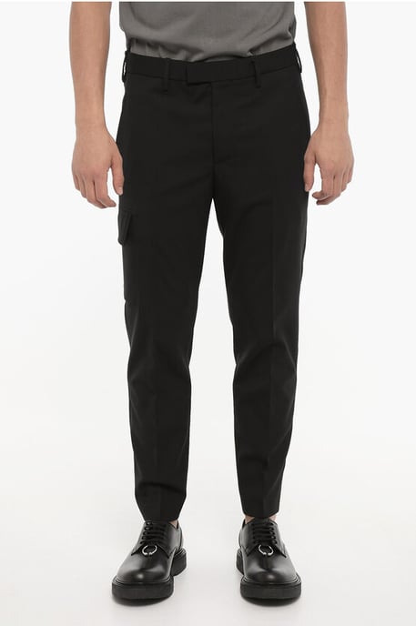 Regular Waist Skinny Fit Cargo Pants in Black - Image 1