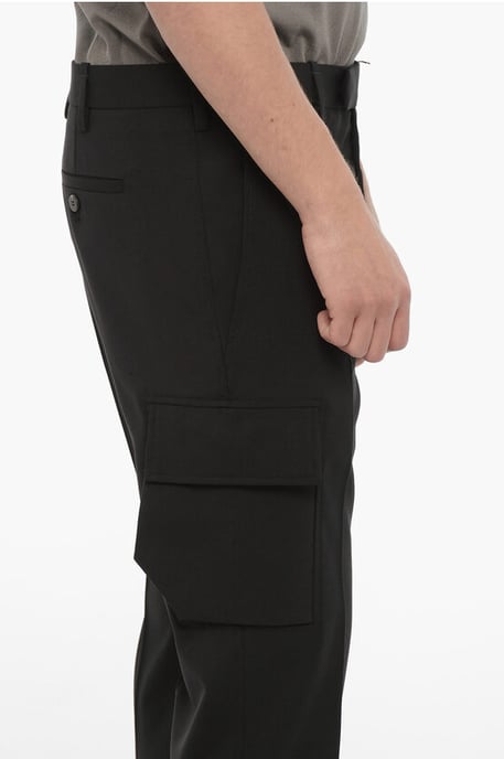 Regular Waist Skinny Fit Cargo Pants in Black - Image 3