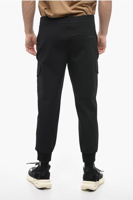 Low-Waist Skinny Fit Cargo Pants with Drawstring at the Wais in Black - Image 2
