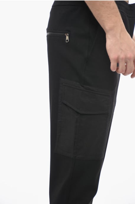 Low-Waist Skinny Fit Cargo Pants with Drawstring at the Wais in Black - Image 3