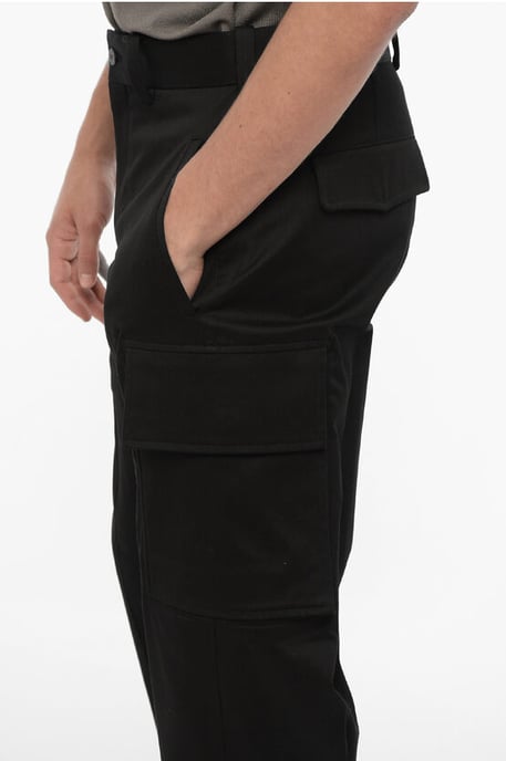 Loose Fit FIREMAN Cargo Pants with Ankle Button in Black - Image 3