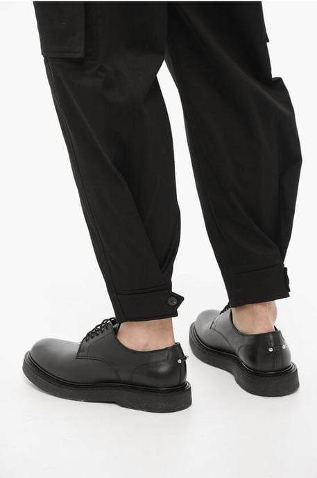 Loose Fit FIREMAN Cargo Pants with Ankle Button in Black - Image 4