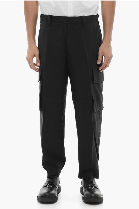Loose Fit FIREMAN Cargo Pants in Black - Image 1