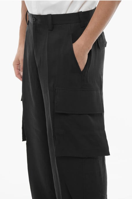 Loose Fit FIREMAN Cargo Pants in Black - Image 2