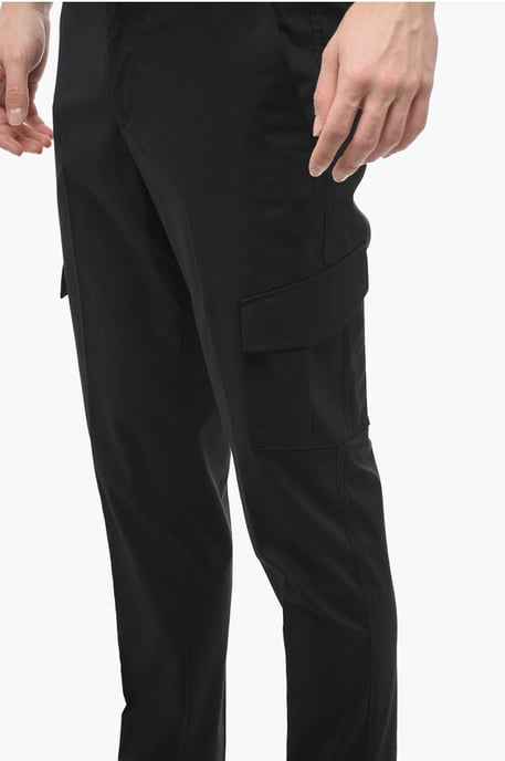 Hidden Fastening NATE Skinny Fit Cargo Pants in Black - Image 4