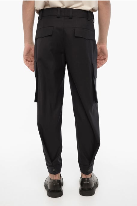 Loose Fit FIREMAN Cargo Pants with Ankle Button in Blue - Image 2