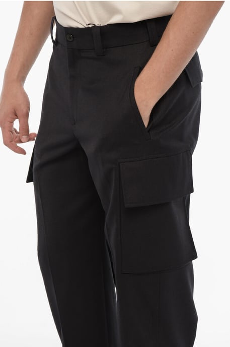 Loose Fit FIREMAN Cargo Pants with Ankle Button in Blue - Image 3