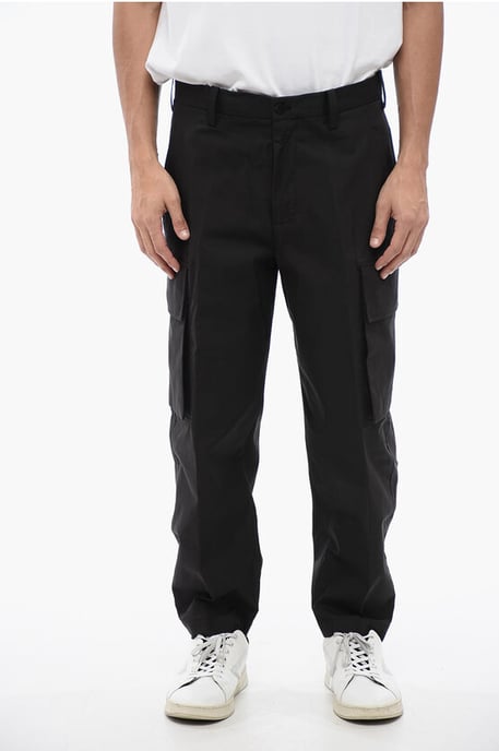 Cotton Blend FIREMAN Loose Fit Cargo Pants in Black - Image 1
