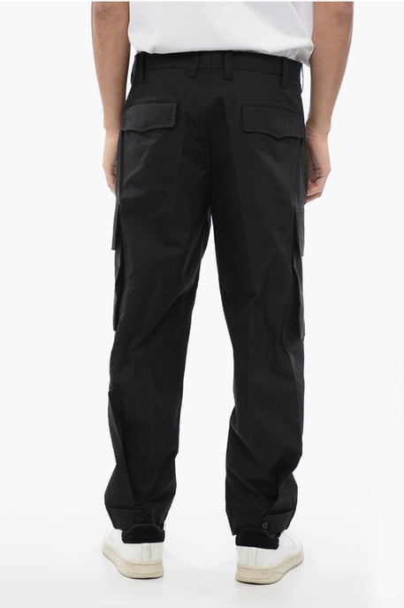 Cotton Blend FIREMAN Loose Fit Cargo Pants in Black - Image 2