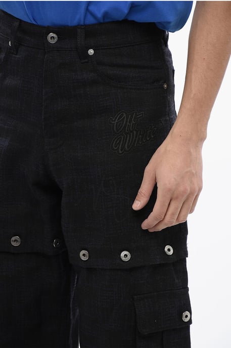 Linnen 90SLOGO-broek met modulair ontwerp in blauw - Image 3
