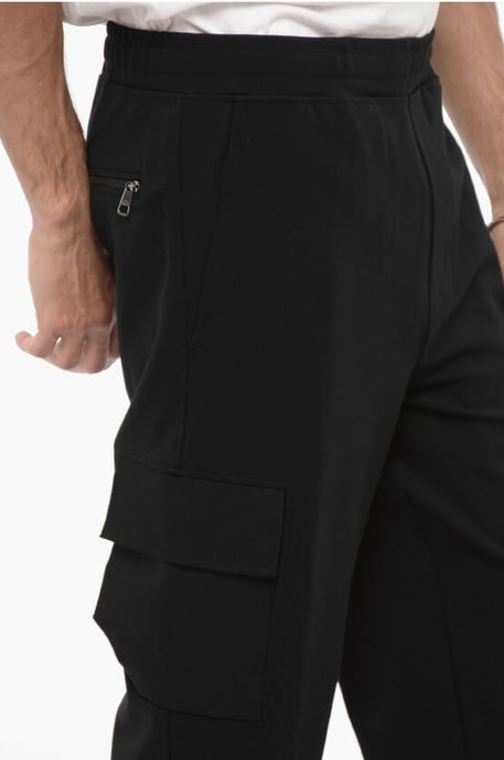 Skinny Fit Cargo pants with Drawstring Waist in Black - Image 3